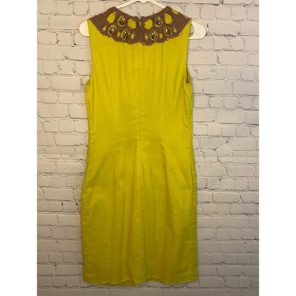 Tory Burch‎ size 2 yellow linen mini jeweled collared dress - Picture 2 of 5
